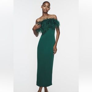 Zara feather satin effect dress